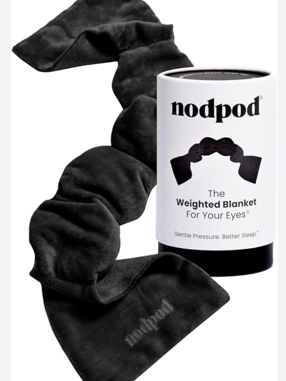 nodpod Black Weighted Eye Mask - Gentle Pressure Sleep Mask